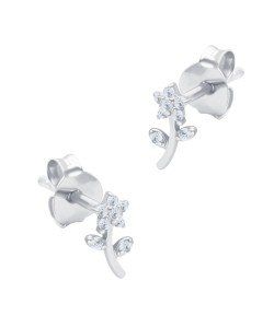 Beautiful Flower CZ Silver Stud Earring STS-6687